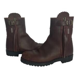 Penelope Chilvers Cropped Lined Tassel Boots In Conker Brown Size 37